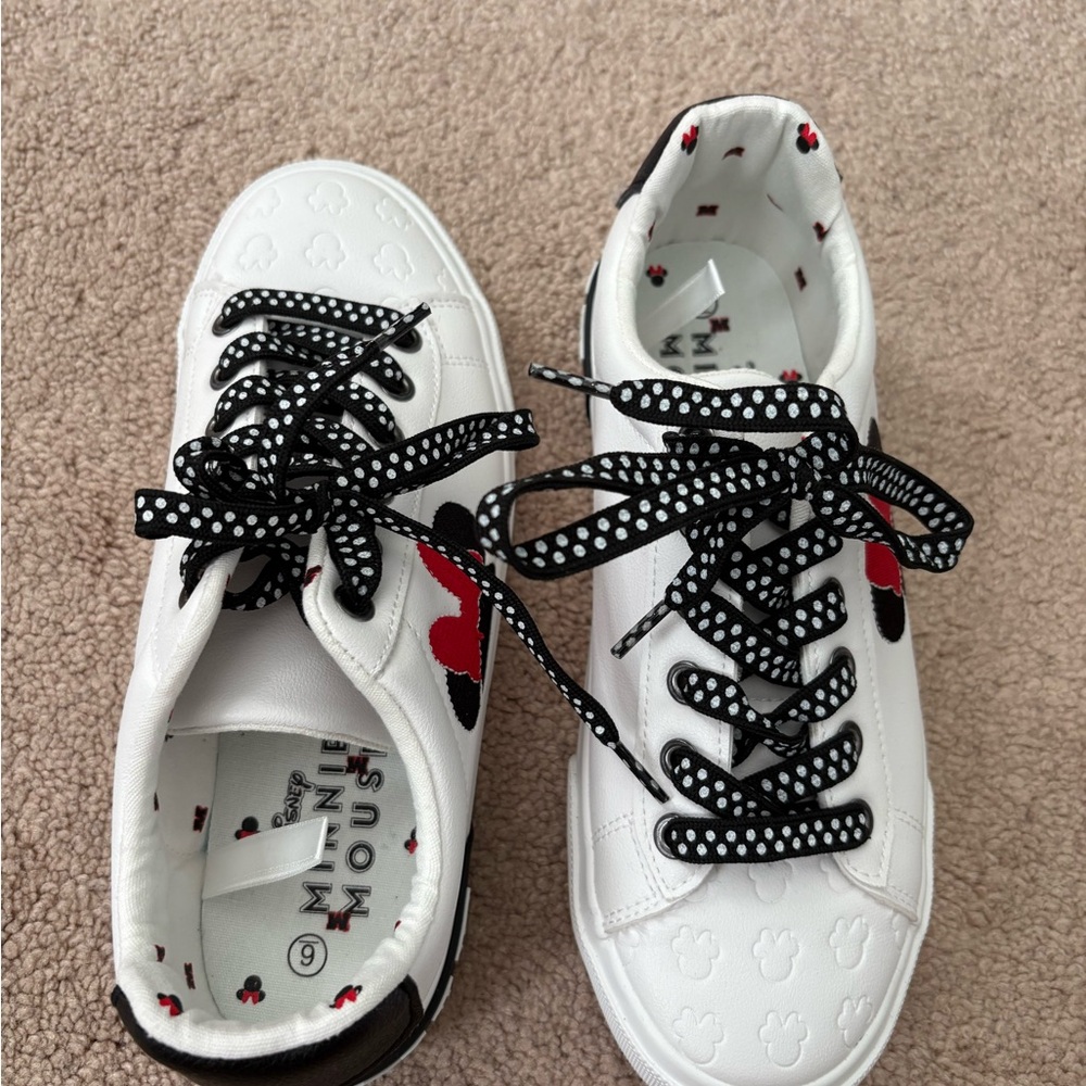 Disney Minnie Mouse Kids Sneakers - White, Black, and Red
